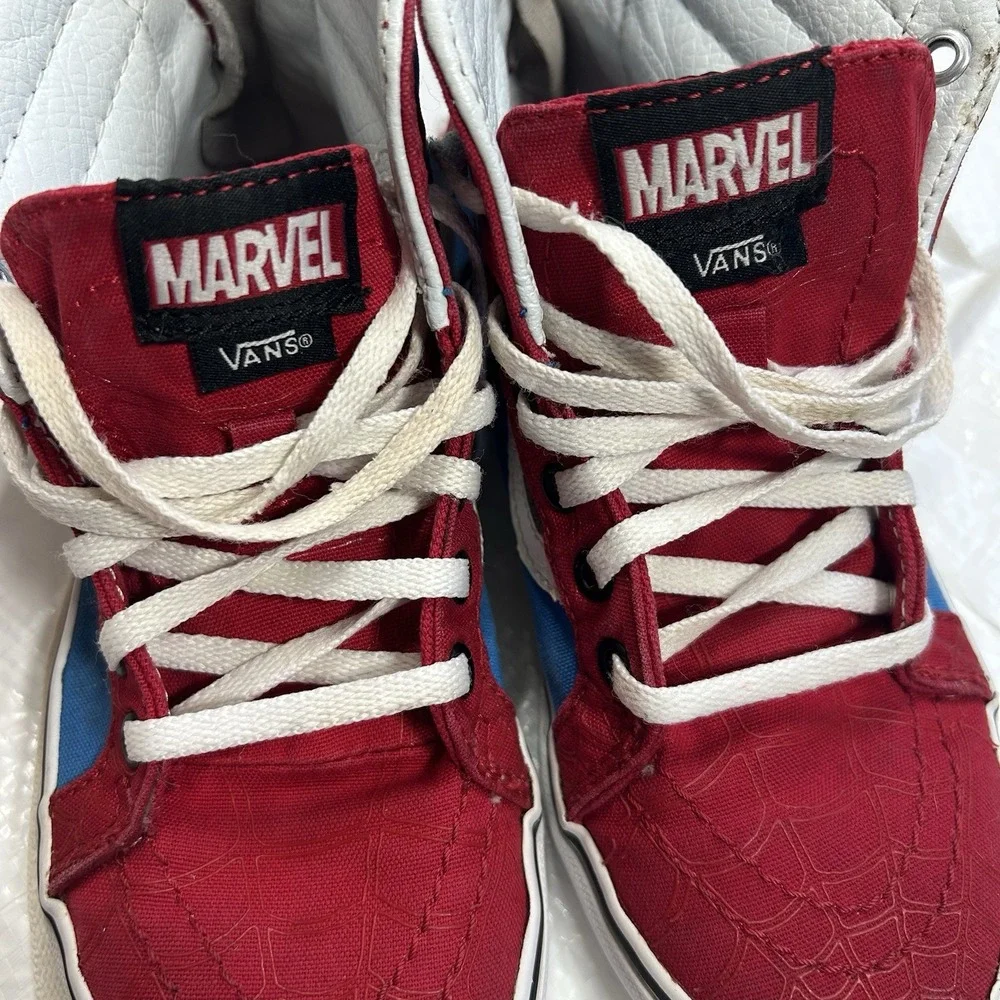 Vans x Marvel Spider-Man Sk8-Hi Zip High Top Sneakers - Kids Size 2.0 (Red/Blue)
